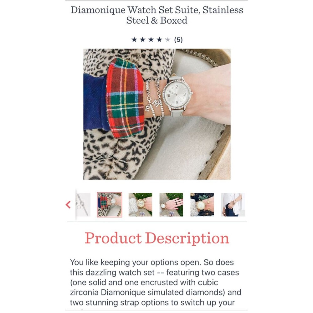 QVC Diamonique Stainless Steel Watch w/ extra Bezel, Watchband,stacking Bracelet